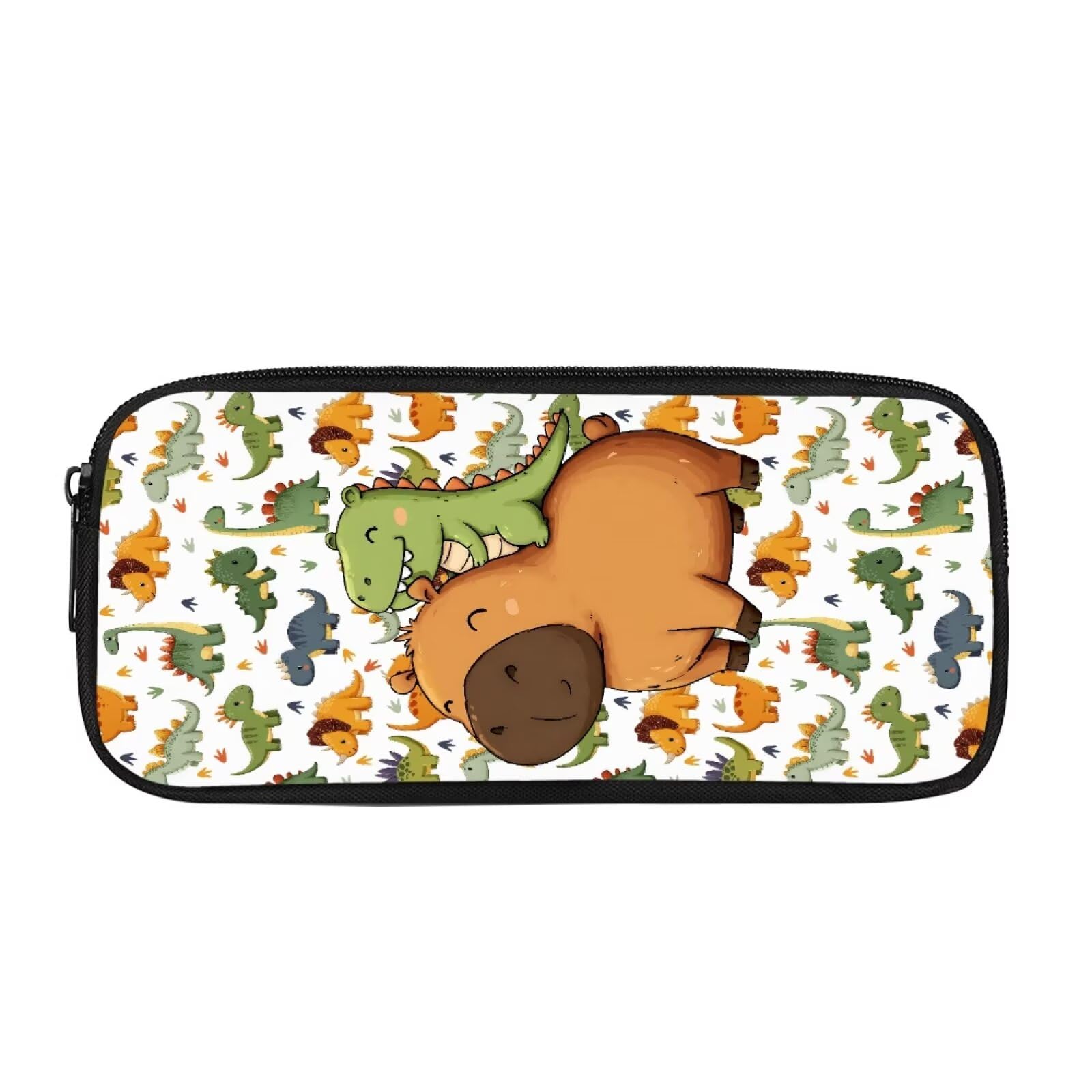 Coloranimal Happy Dinosaur Capybara Pencil Bags with Zipper Boys Pencil Case for Kids Pencil Box Zipper Pencil Pouch Lightweight Girls Pen Bag for Back to School