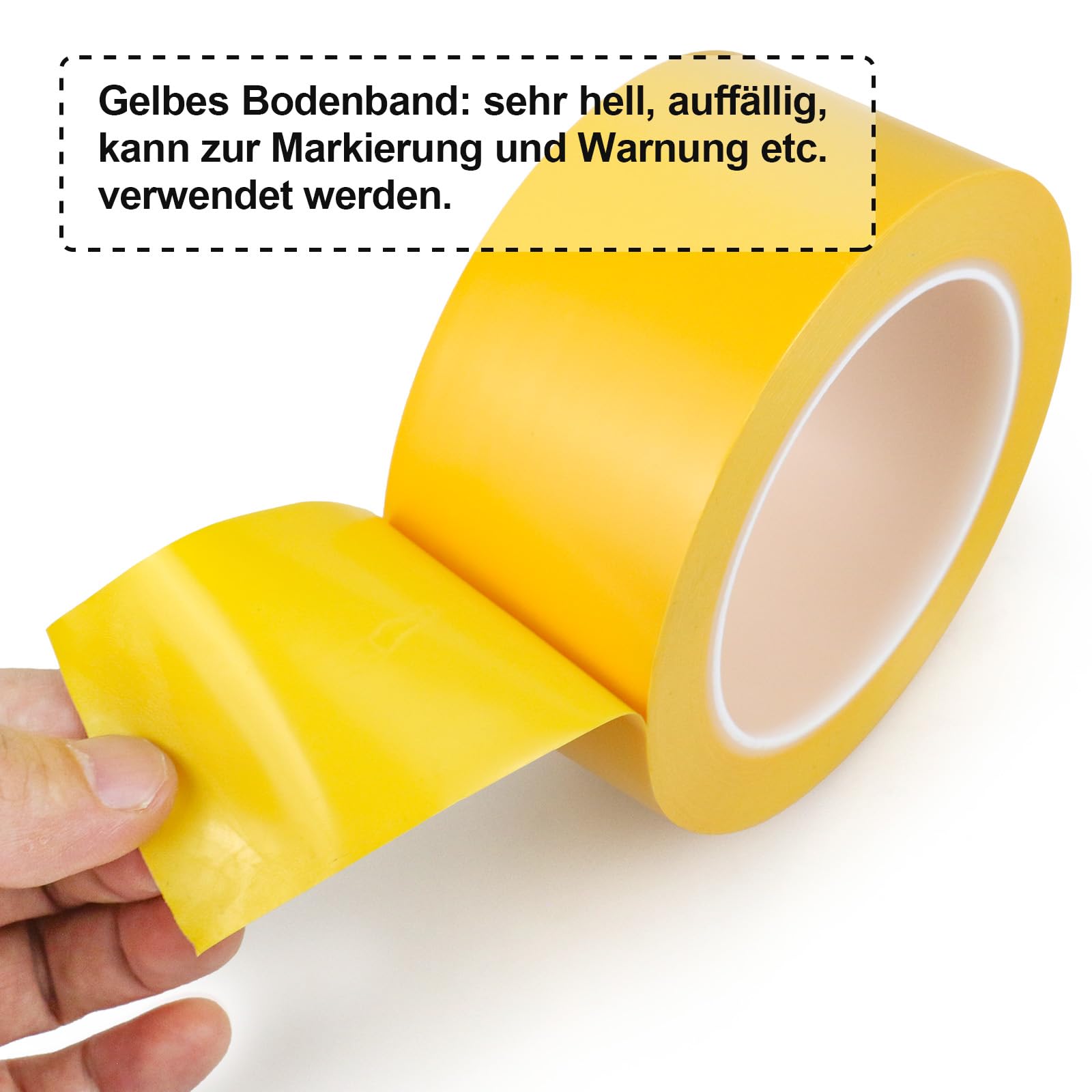 BOMEI PACK 2 Rollen 50mmx33m Warnklebeband Gelb Warnband gefährlicher Warnung PVC Selbstklebend Markierungs Klebeband Für Warnmakierungen Und Bodenkennzeichnungen