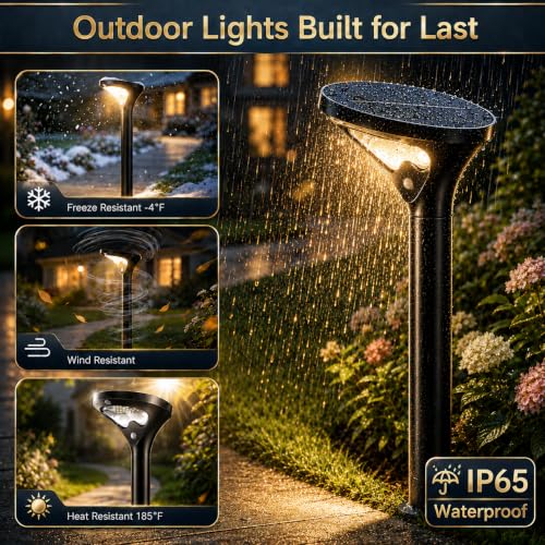Garpar 400LM Solar Pathway Lights with Motion Sensor, Tempered Glass Panel — view 2