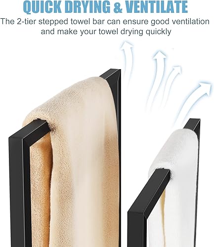 Miniatura 4 de Toallero independiente, toallero de acero inoxidable de 2 niveles para baño, soporte para secado de toallas de mano, soporte para toallero, soporte