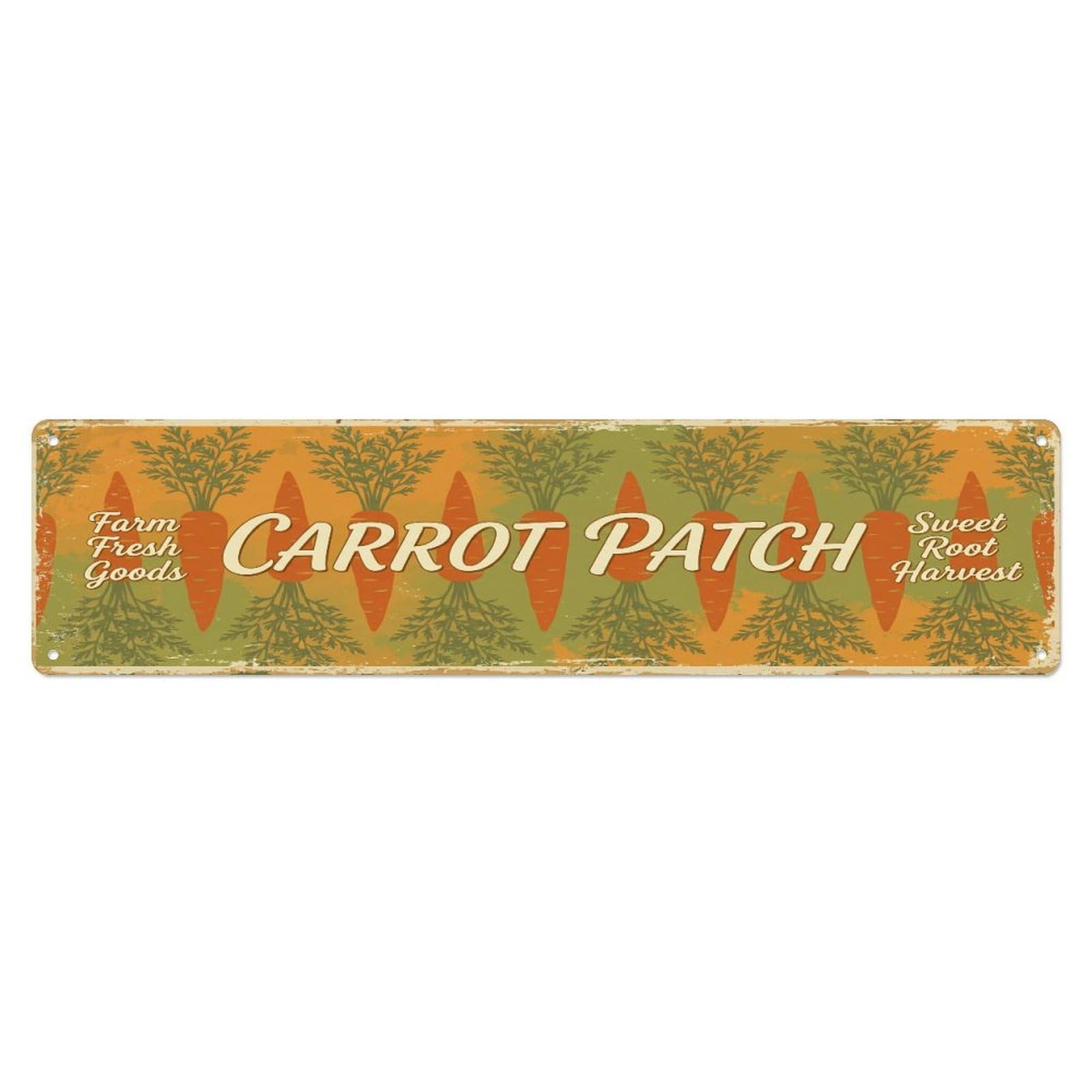 Fqcyn Style Metal Tin Sign Vintage Cottagecore Garden Carrot Patch Banner