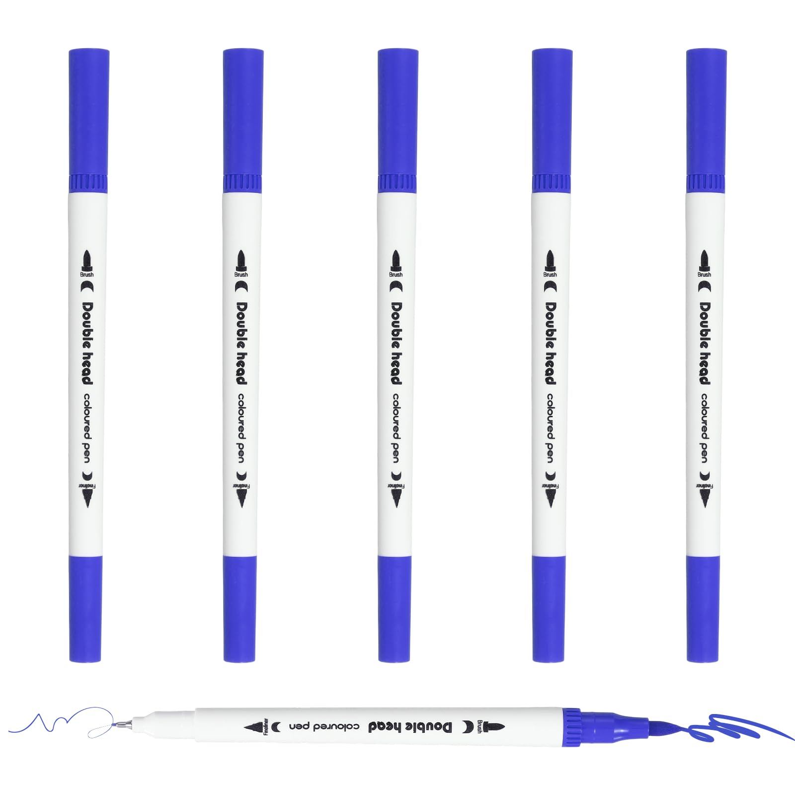 PATIKIL 6Pack Dual Brush Markers, Dark Blue Watercolor Fine and Brush Tips Pens Colored Marker Calligraphy Coloring Art Supplies Set for Coloring Book Illustration Sketching Journaling
