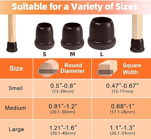 Miniatura 3 de Protector de silicona para patas de silla, deslizadores de muebles para suelos de madera dura, tapas de patas de silla con fieltro, almohadillas de