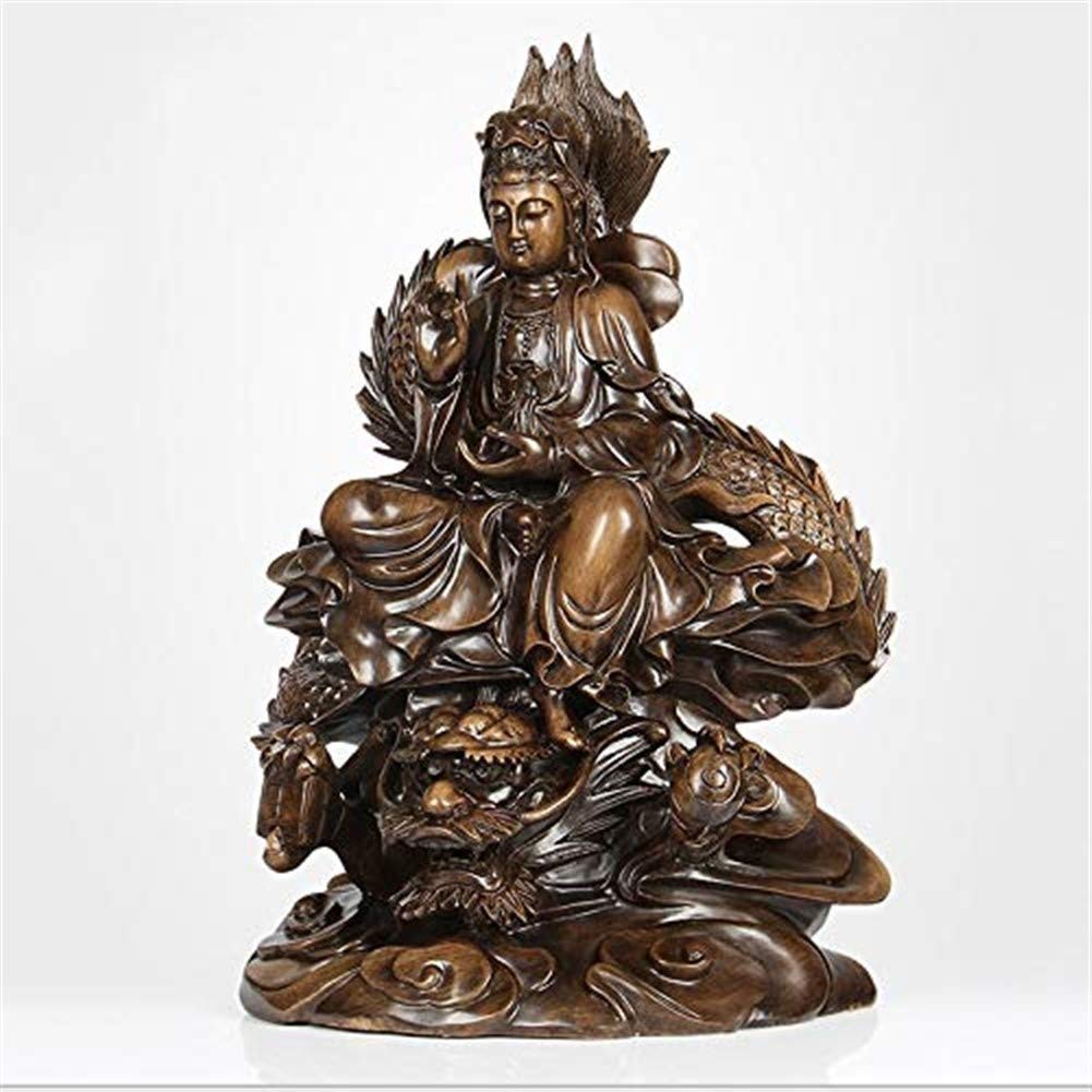 El dragón Estatua de Guanyin Paz de Buda de meditación y la armonía de la decoración Estatua Religiosa Nanhai Bodhisattva Guanyin 32 × 17 × 45 cm (Color : A)