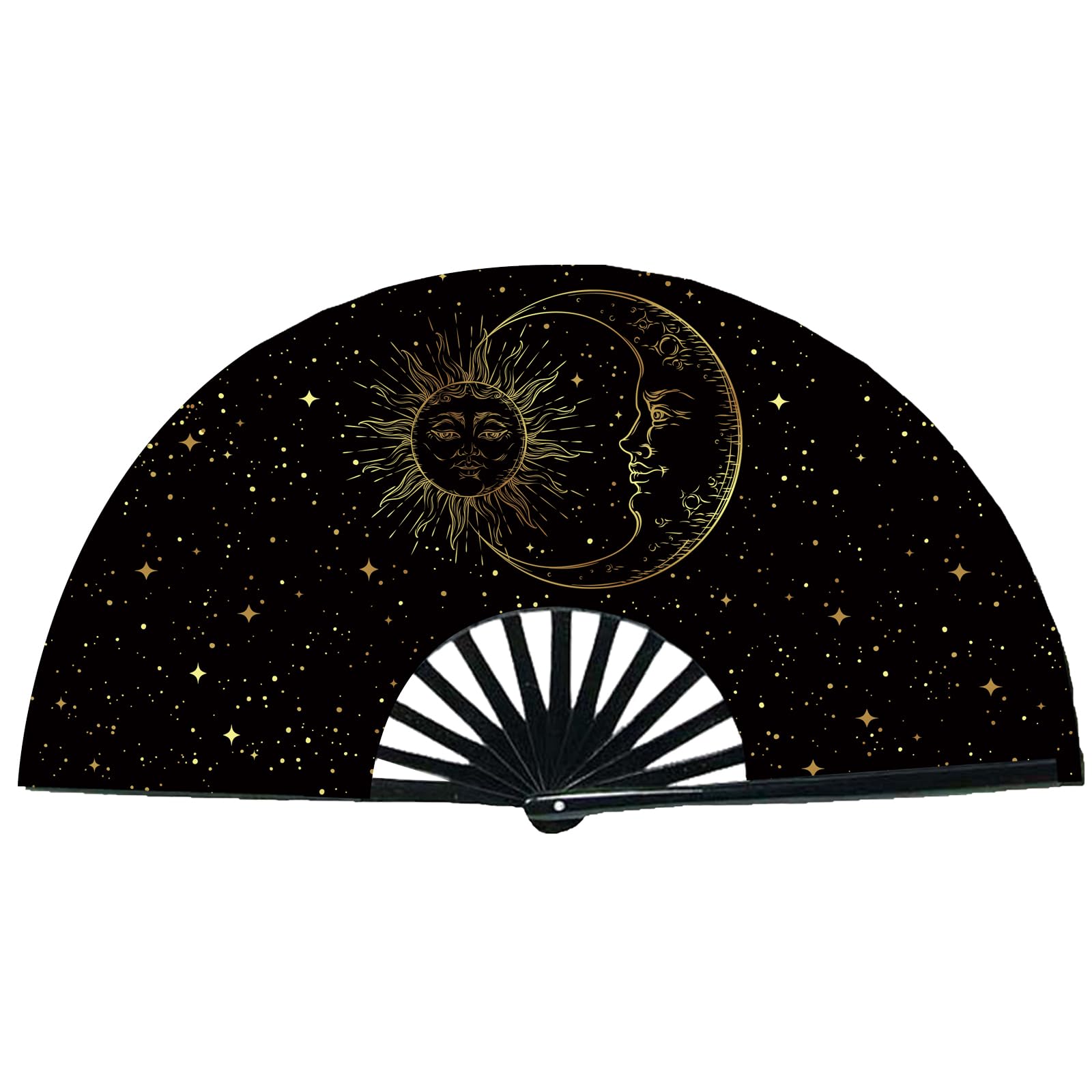 QchengsanQchengsan Rave Hand Fan,Large Folding Hand Rave Fan,Festival Fan,Clack Hand Held Fan for Party,Bamboo Holding Hand Fan Large Foldable Fan with Bright Color as Rave Outfits for Women