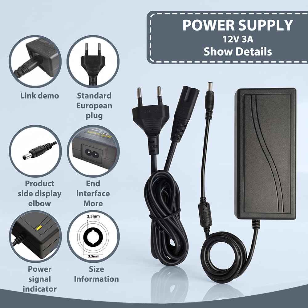 Arotelicht Zasilacz LED 12 V DC 3 A LED transformator adapter sieciowy zasilacz sieciowy zasilacz sieciowy transformator prąd do SMD 3528/5050 taśma LED
