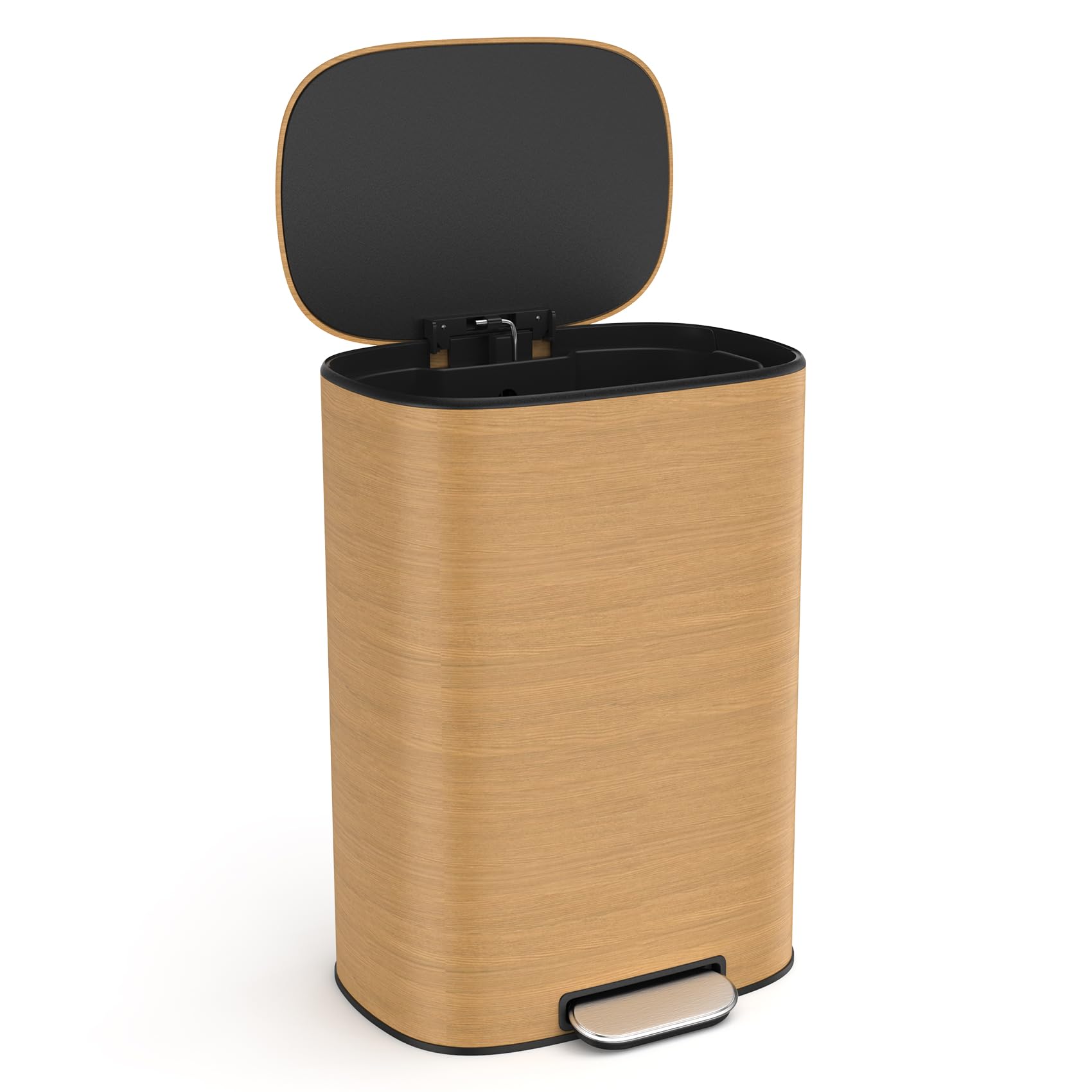 13 Gallon 50 Liter Stainless Steel Kitchen Trash Can with Foot Pedal Soft Close Lid Large Capacity for