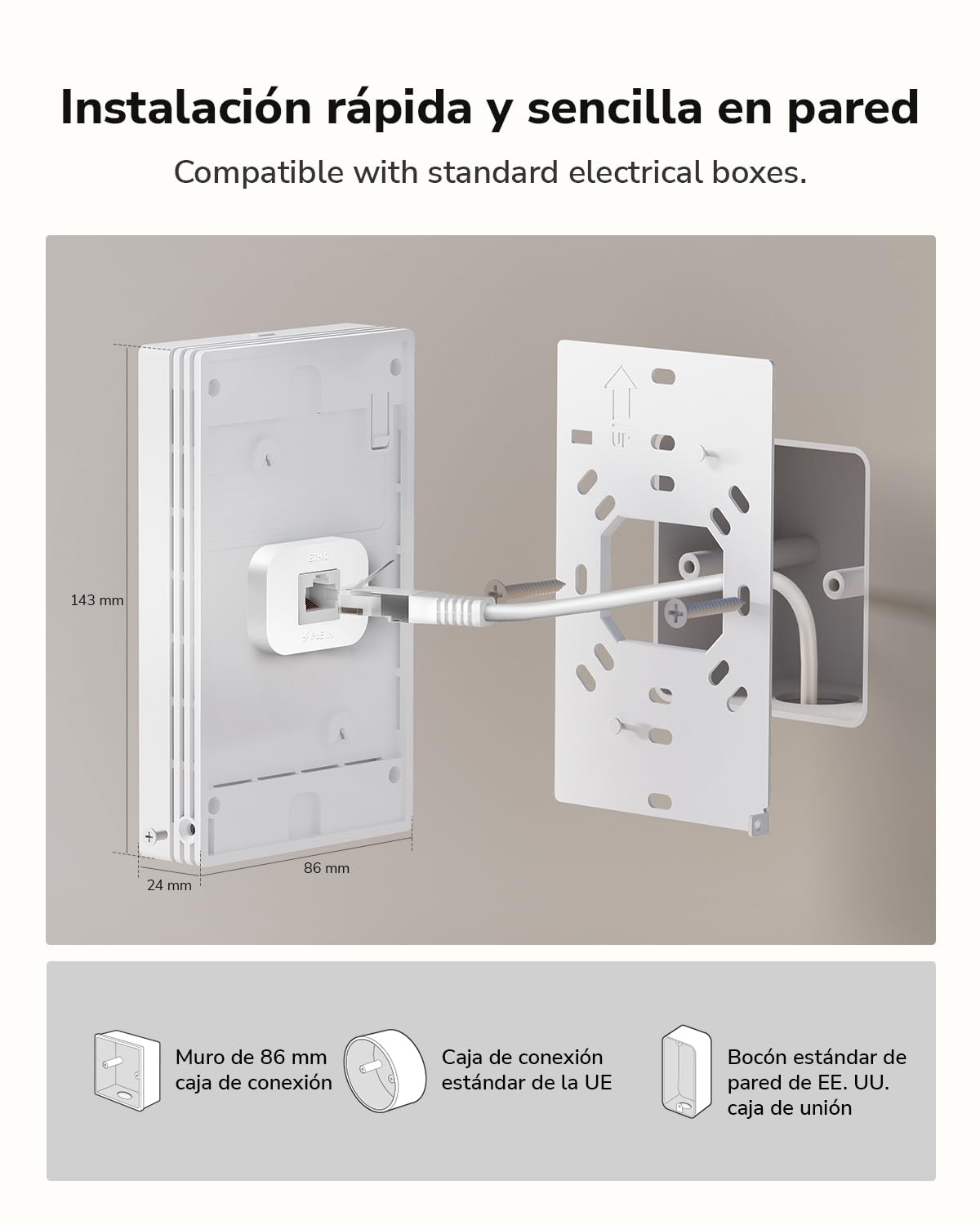 Cudy AP1300 Punto de Acceso Inalámbrico Empotrable WiFi 5 AC1200, Gigabit Inalámbrico, Compatible con Controlador AC, MU-MIMO, Alimentación PoE, Configuración Mediante App Cudy o Web