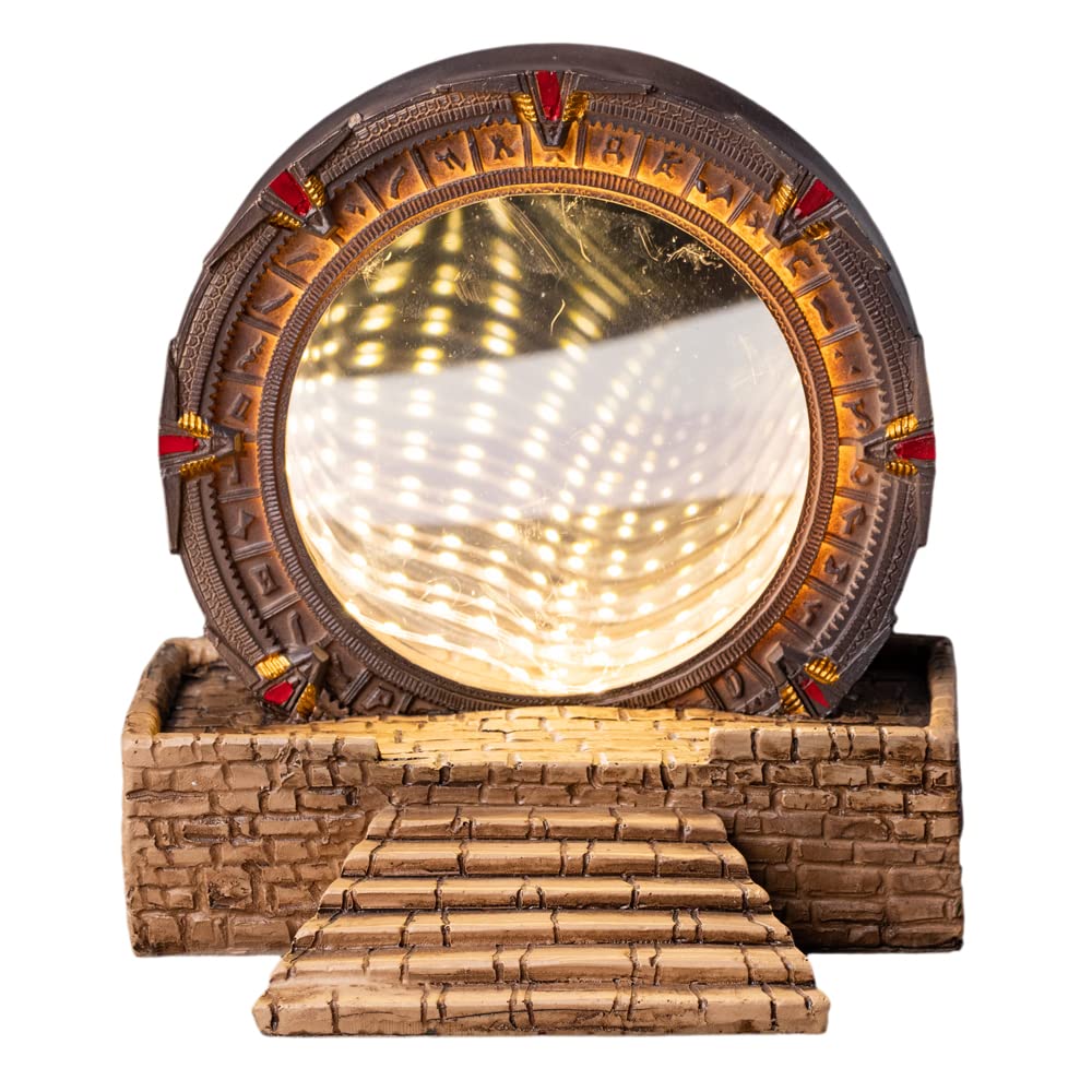 Karc Stargate Mirror Infinity Mirror Tunnel Stargate Model Figure Time Tunnel Merchandise Night Light Table Lamp Desktop Decoration Gift for Children and Adults with Ligh