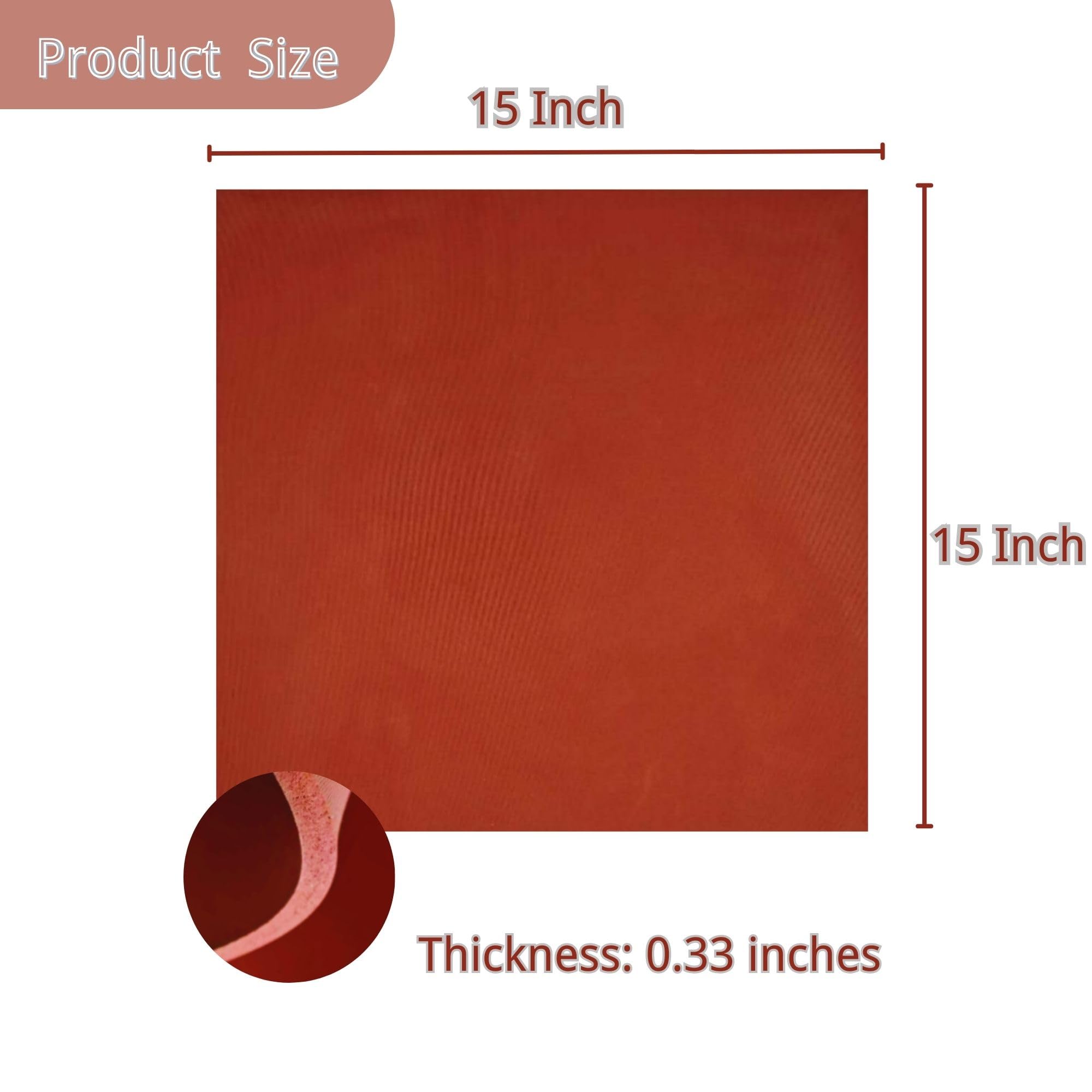 Heat Press Mat Pad 15x15 Inch, 5/16” Thickest Silicone Heat Press Pad for Heat Press Machine Replacement Pad Sheet