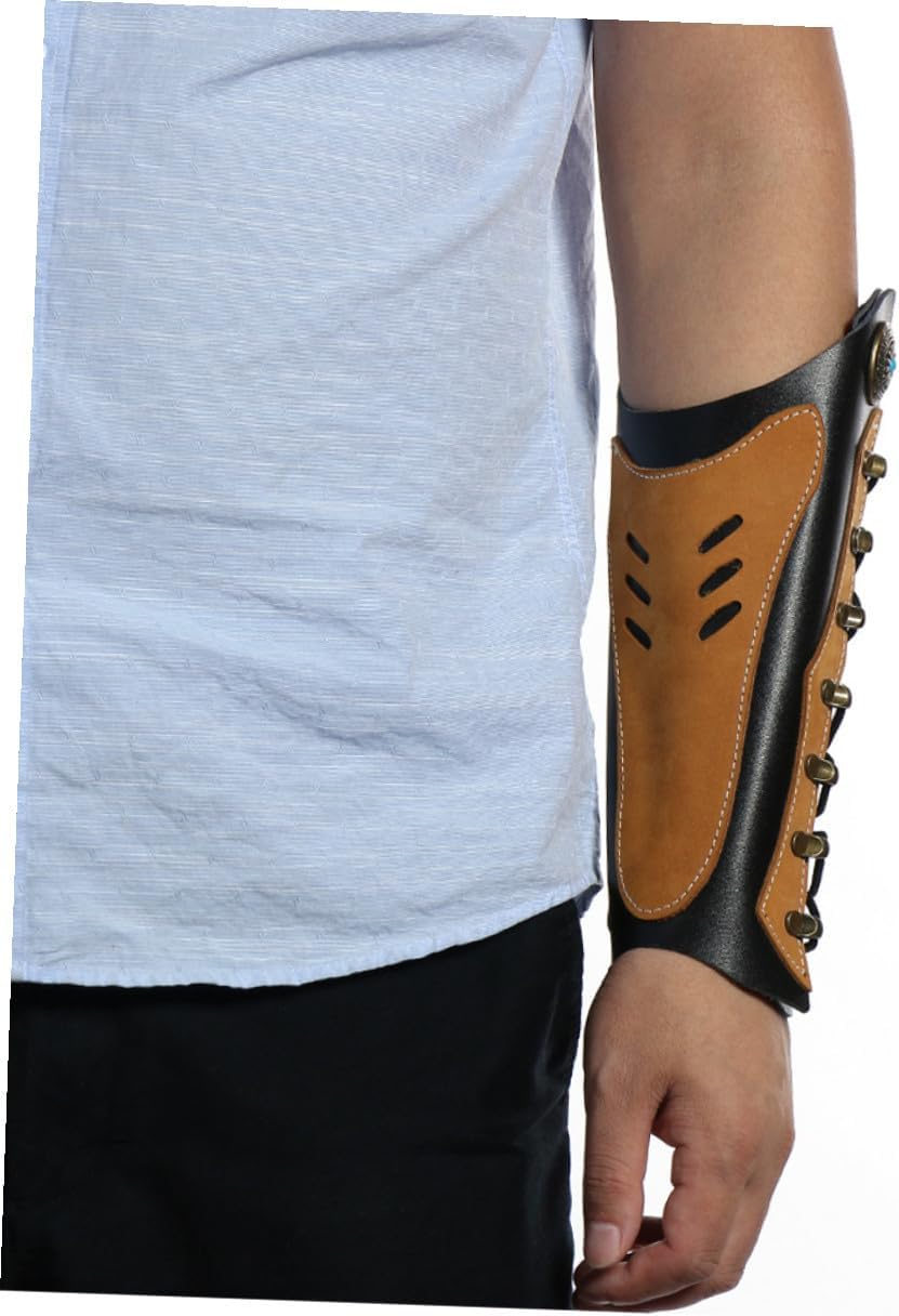 Kisangel Archery Arm Guard Protective Gear Pu Leather Adjustable Strap Safe Armband for Hunting and Target Shooting