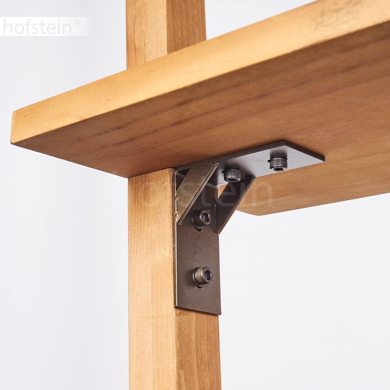 BAVAL Stehleuchte 164cm – Metall/Holz Design, Verstellbarer Schirm, Fußschalter, Ablagefläche, E27