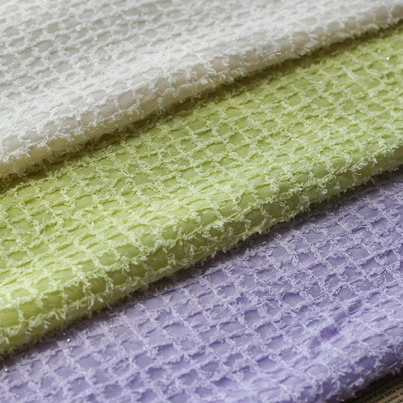 Chiffon-Stoff halbtransparent Jacquard kariert 150 cm breit 1/2/3 m lang grün Meterware Chiffon-Stoff zum Selbermachen Schals Basteln