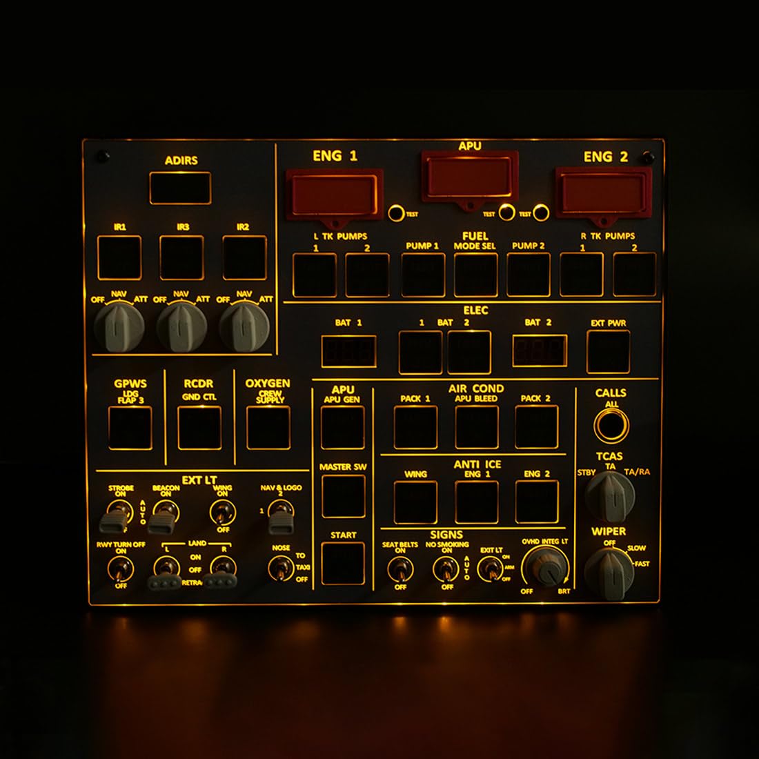 Rowsfire A107 A32X MAX Light OVHD Overhead Panel for MSFS 2020/2024 (Backlit+Metal Housing+Tactile Switches Edition) - Flight SIM Home Cockpit