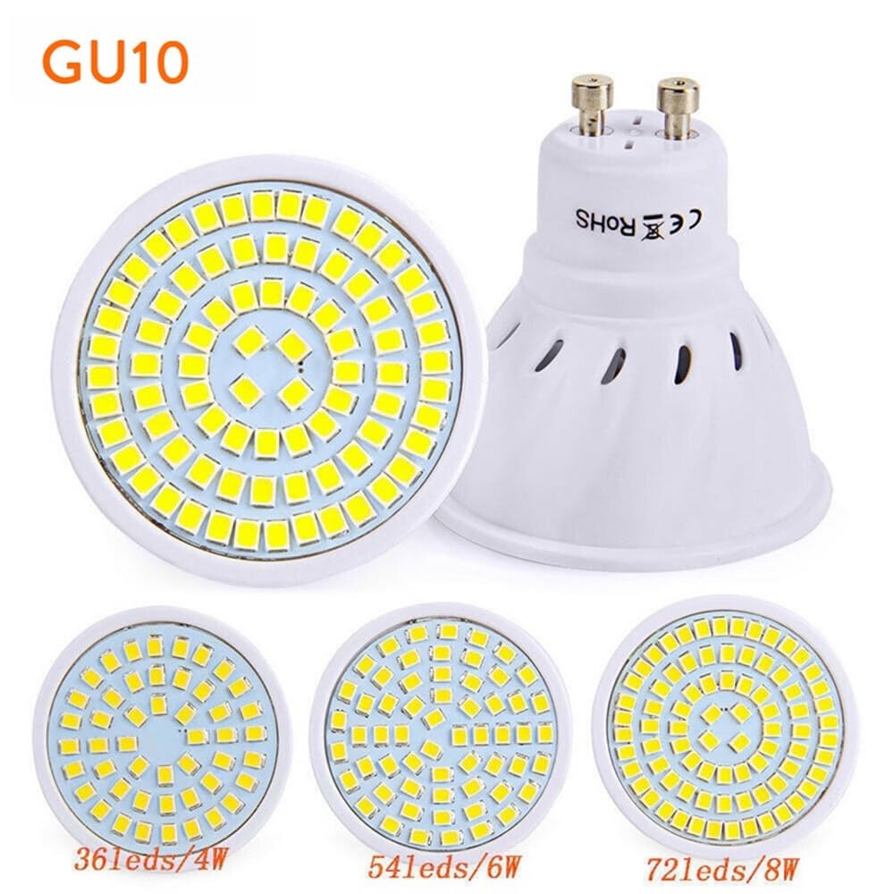 YSJX lighting, Paquete de 30, bombilla LED AC220V GU10 36/54/72LEDS Lámparas Gu10 Lámparas de luz de la mancha(Neutral White,6w)