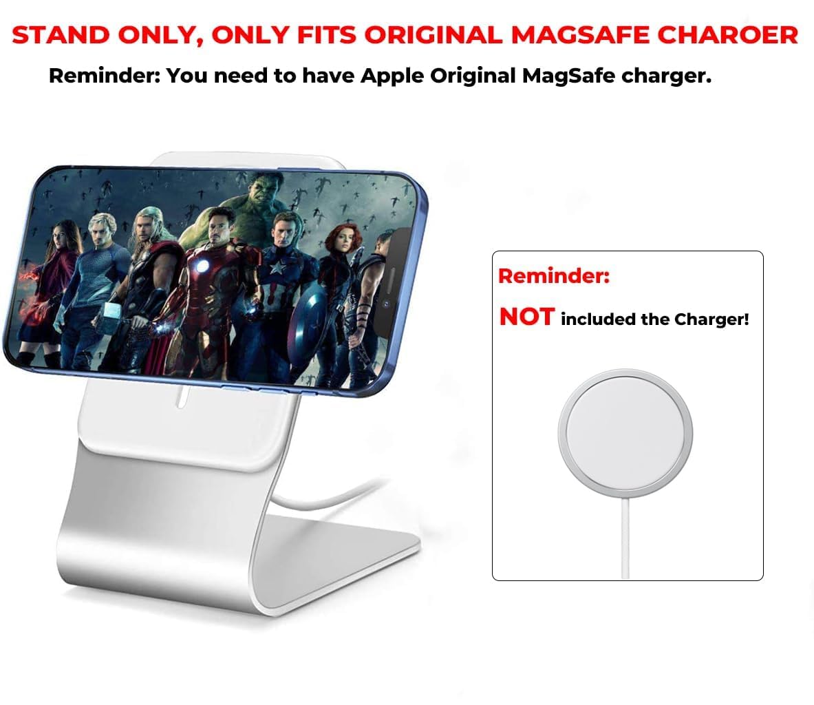 FULAIM Supporto per Alimentatore MagSafe (non incluso), Dock per Supporto da Tavolo in Alluminio, Compatibile con Caricatore per iPhone 17/16/15/14/13/12