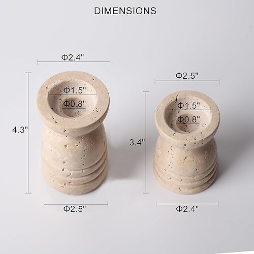 Miniatura 3 de WORHE Portavelas Italia - Juego de 2 candelabros de mármol de alta calidad para boda, comedor, fiesta, portavelas para velas de 34 pulgadas de