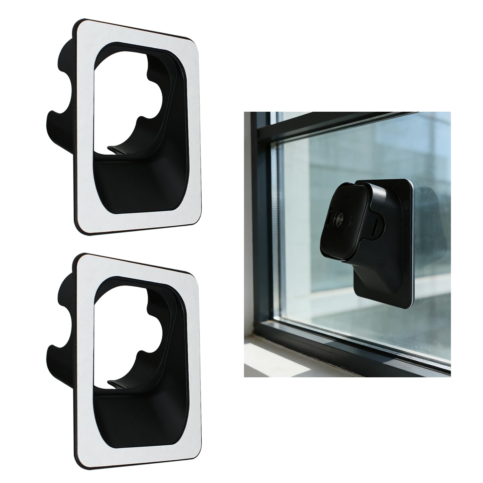 VVHOOY 2 Pack Angled Window Mount Compatible with Blink Outdoor 4 Secured Camera Glass Wall Holder 20° Tilt(Up/Down/Left/Right) No Drill Self-Adhesive Mount for Glass Windows/Doors, NOT Included Cam