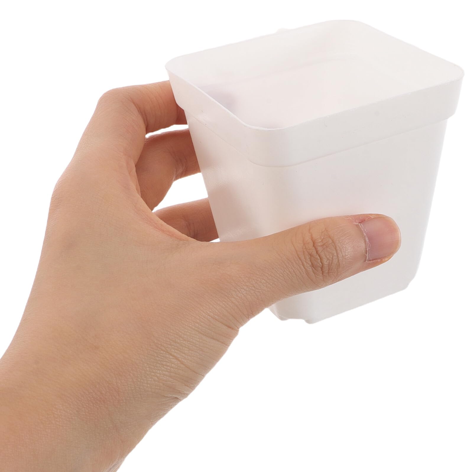 jojofuny Lot de 100 Pots Carrés en Plastique Blanc pour Pépinière Petits Godets de Semis avec Drainage Conteneurs de Propagation Compacts pour Jardinage D’Intérieur et Réutilisable