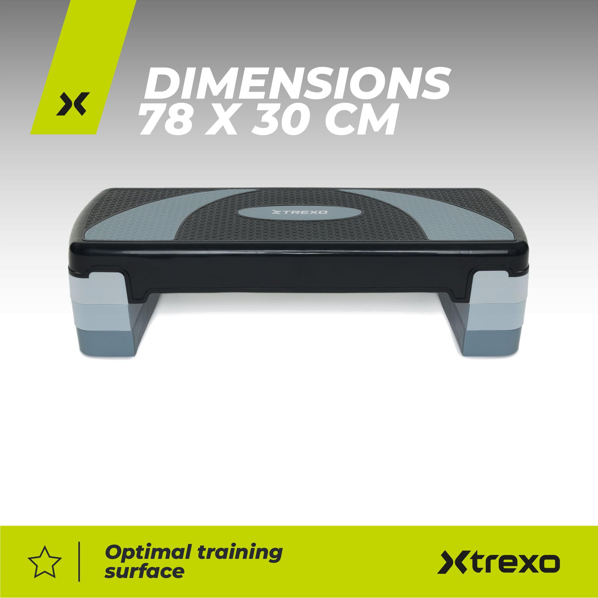 TREXO Aerobic Step 78x30 cm Altezza Regolabile 10-20 cm Polipropilene TPR per Cardio Fitness