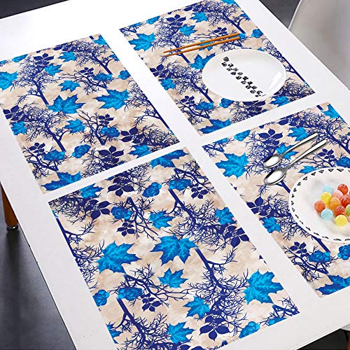Image of Combo Set of 1 Pc Fridge Top Cover With 6 Utility Pockets and 3 Pc Fridge Mats (Blue, Set of 4)