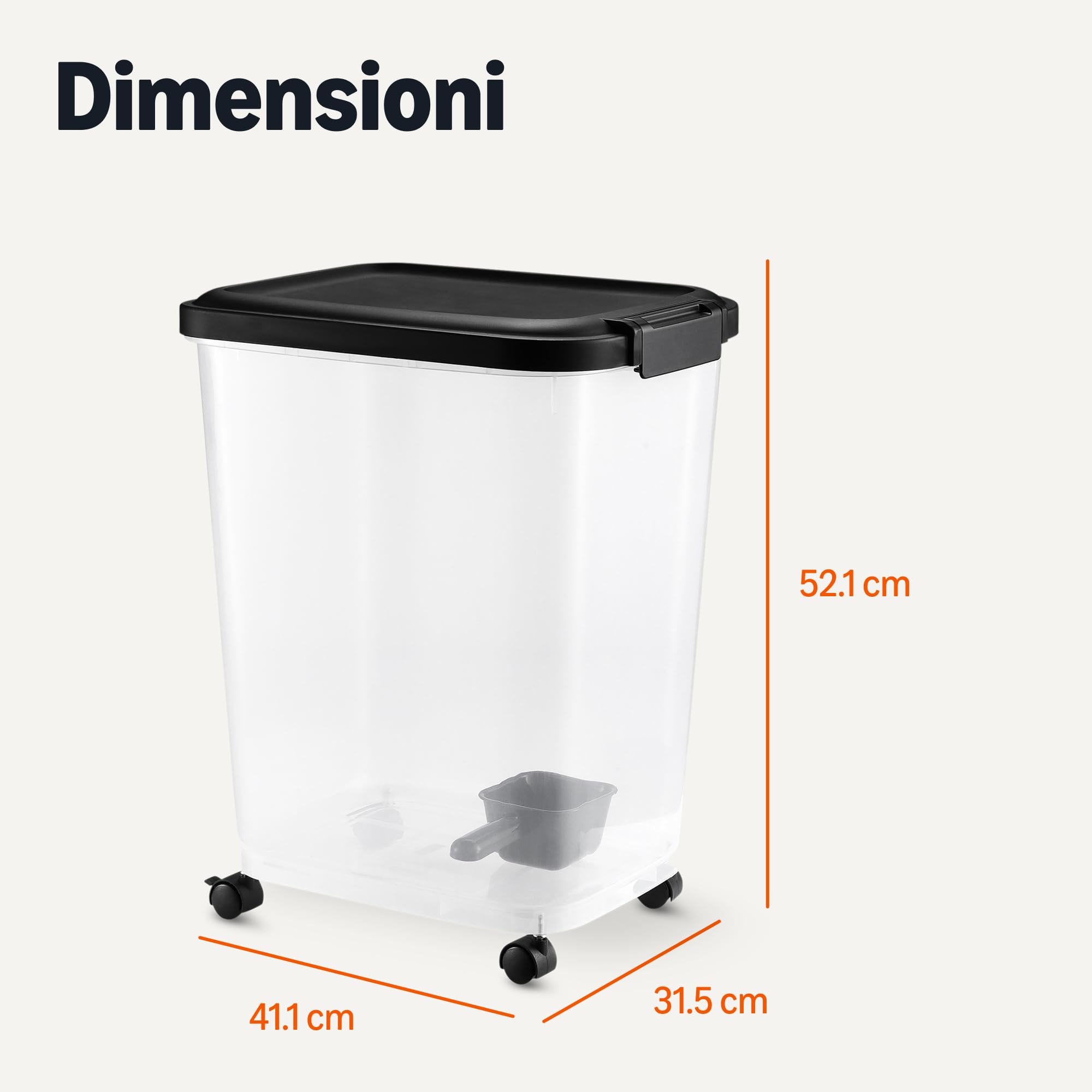 Amazon Basics, Contenitore per Cibo per Animali Domestici da, 15.8 kg,Trasparente e Nero
