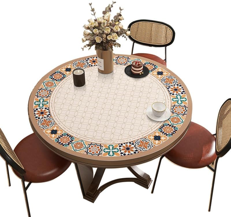 Ruby Lil Round PU Leather Large Table Pads, Coffee Table Household Waterproof and Oil-Proof Disposable Tablecloth Table Mat,C,70cm(28in)