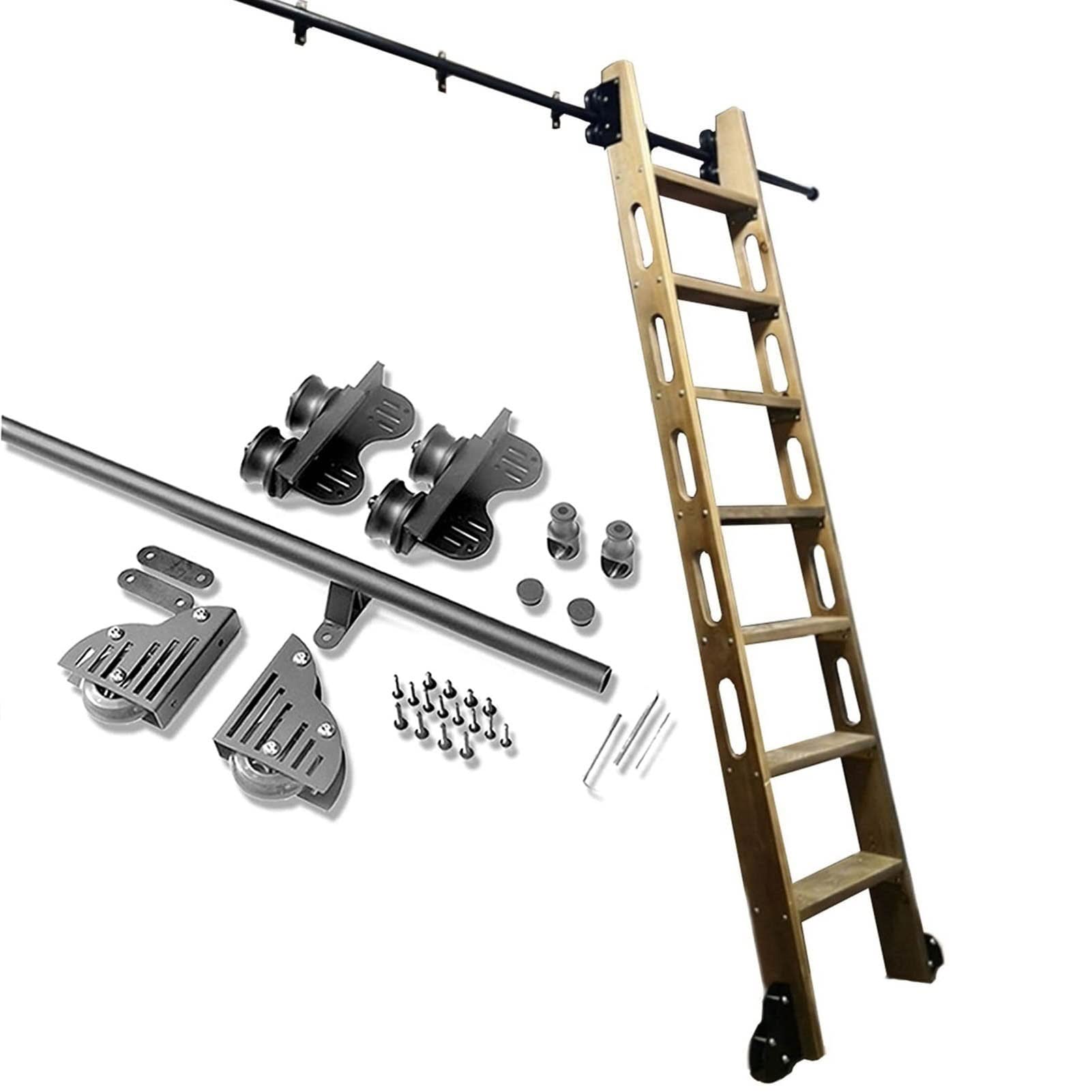 Kit de carril deslizante para escalera de altillo que ahorra espacio con ruedas suaves