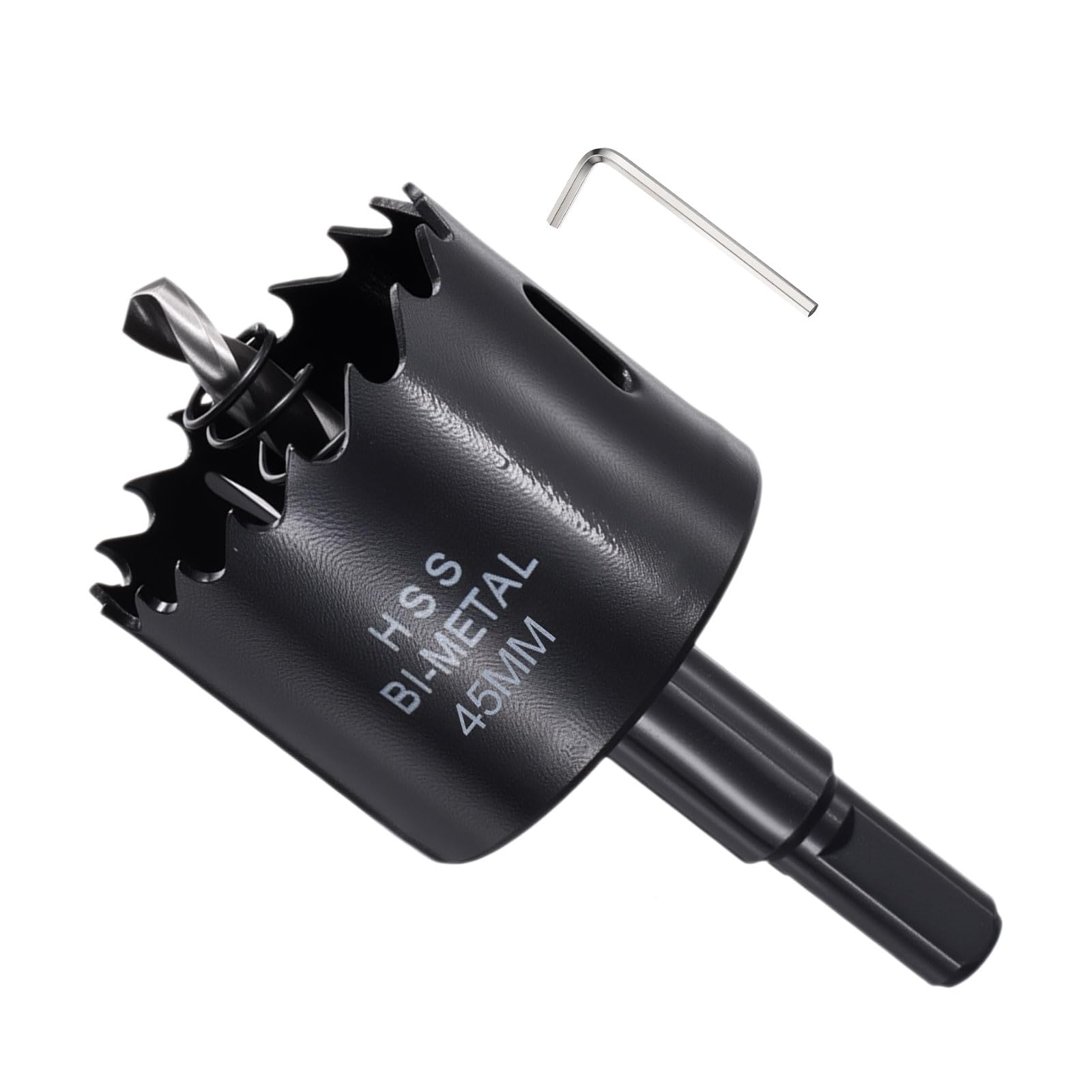 METALLIXITY Bi-Metal Hole Saw 1-3/4", M42 HSS Circular Head 45mm Hole Cutter with Center Drill Bit - for Thick Stainless Steel Hard Steel Sheet, Black