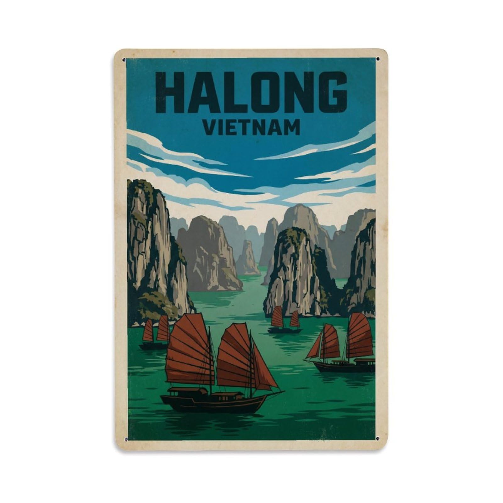 Metal Tin Sign Travel Retro Vietnam Halong
