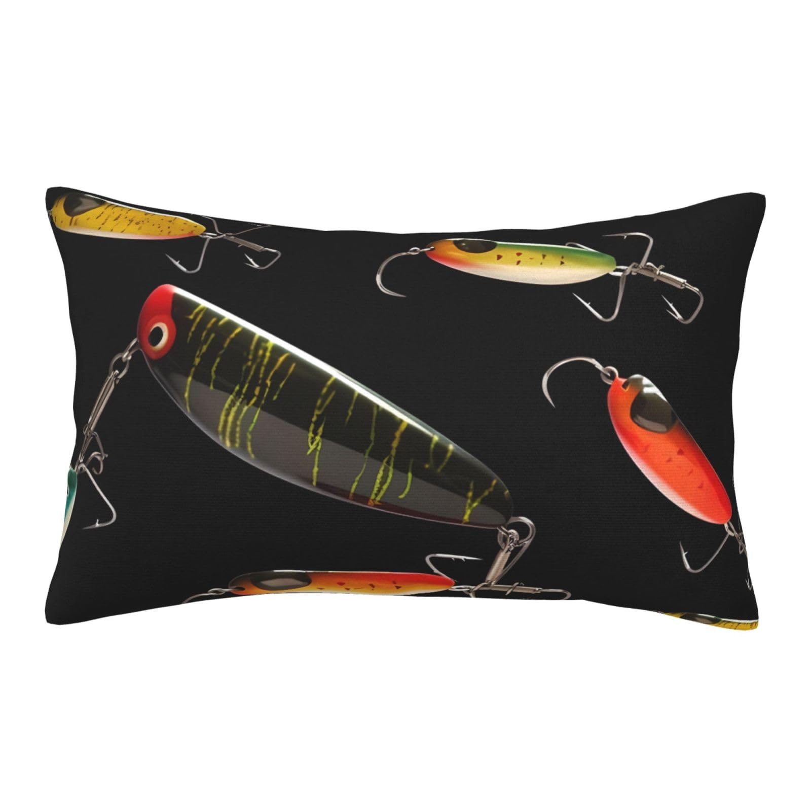 Velvet Pillowcases 16"x24" Ultra Soft Breathable Pillow Cases, Luxury Fuzzy Throw Pillow Covers with Zipper, Fishing Lure Pillow Shams All Seasons Decorative Cushion Cases for Couch