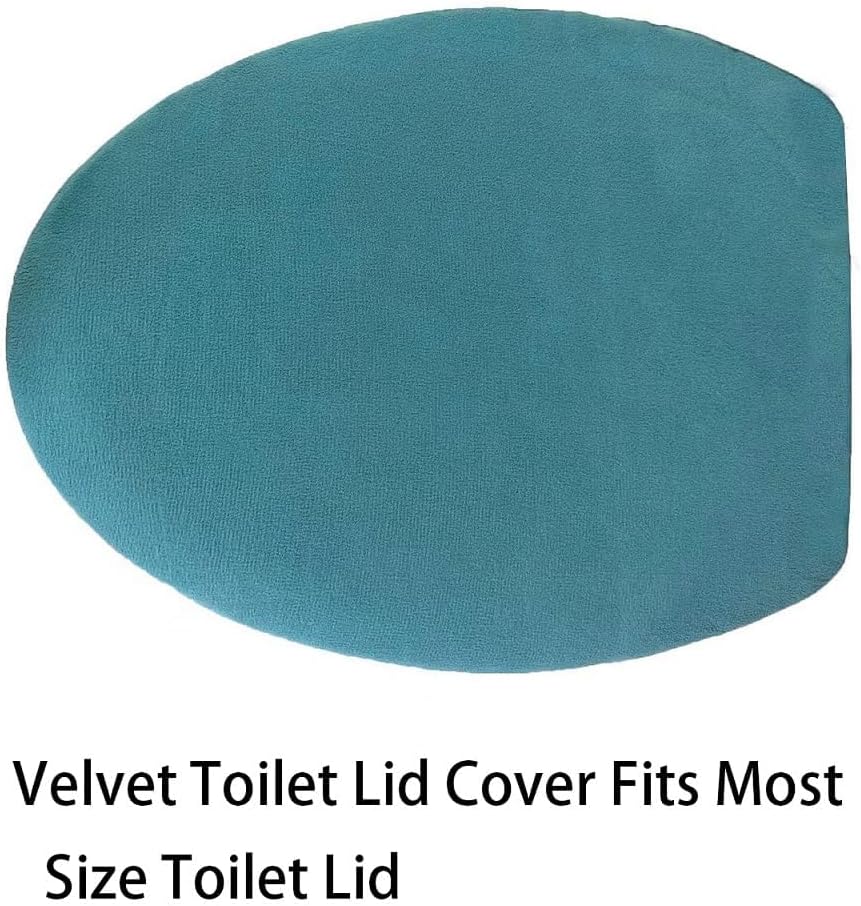 Madeals Memory Foam Bath Mat Set 4 Piece with Toilet Lid Cover and Combo Rug Teal Blue - Image 5
