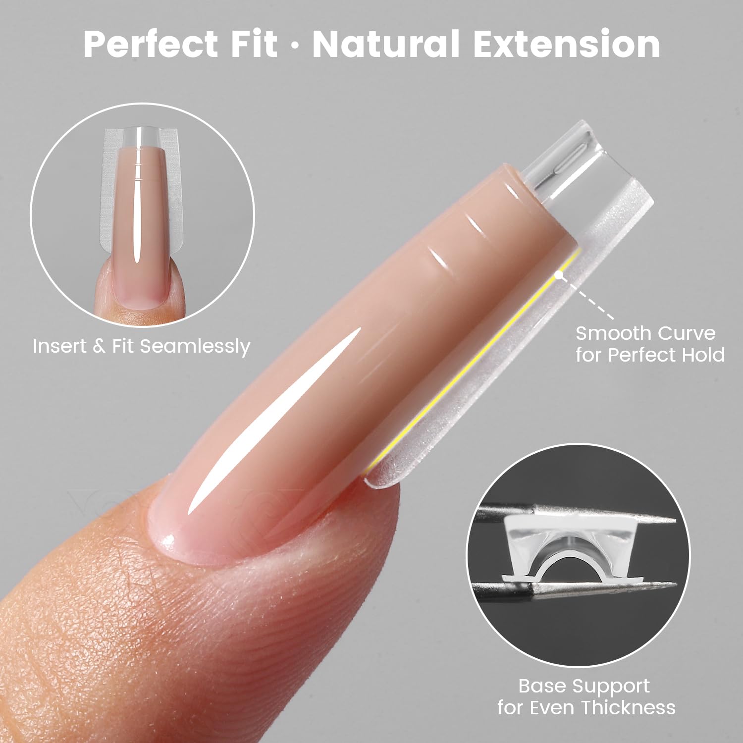 YOKEFELLOW - Uñas de sándwich originales de doble forma, 240 moldes de uñas para una extensión rápida de uñas, no necesita formularios de papel, forma de plástico de 15 tamaños, herramientas de arte