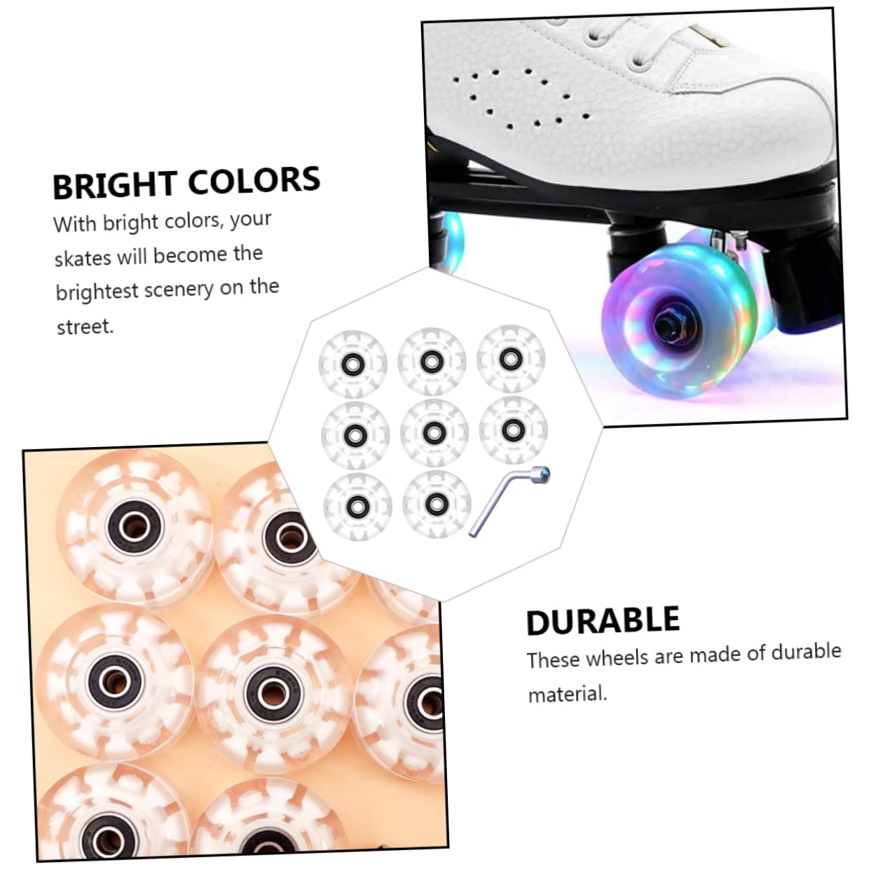 Ruedas de Repuesto para Patines Pu Luminosas 8 Unidades