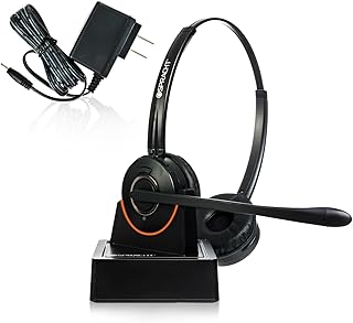 Spracht HS-2051 Dual Ear Wireless Bluetooth Headset with Base Station | Wireless Headset for Work | Wireless Headset with Microphone | AI-Powered Noise Cancelling Headset (not for Desktop Phones)