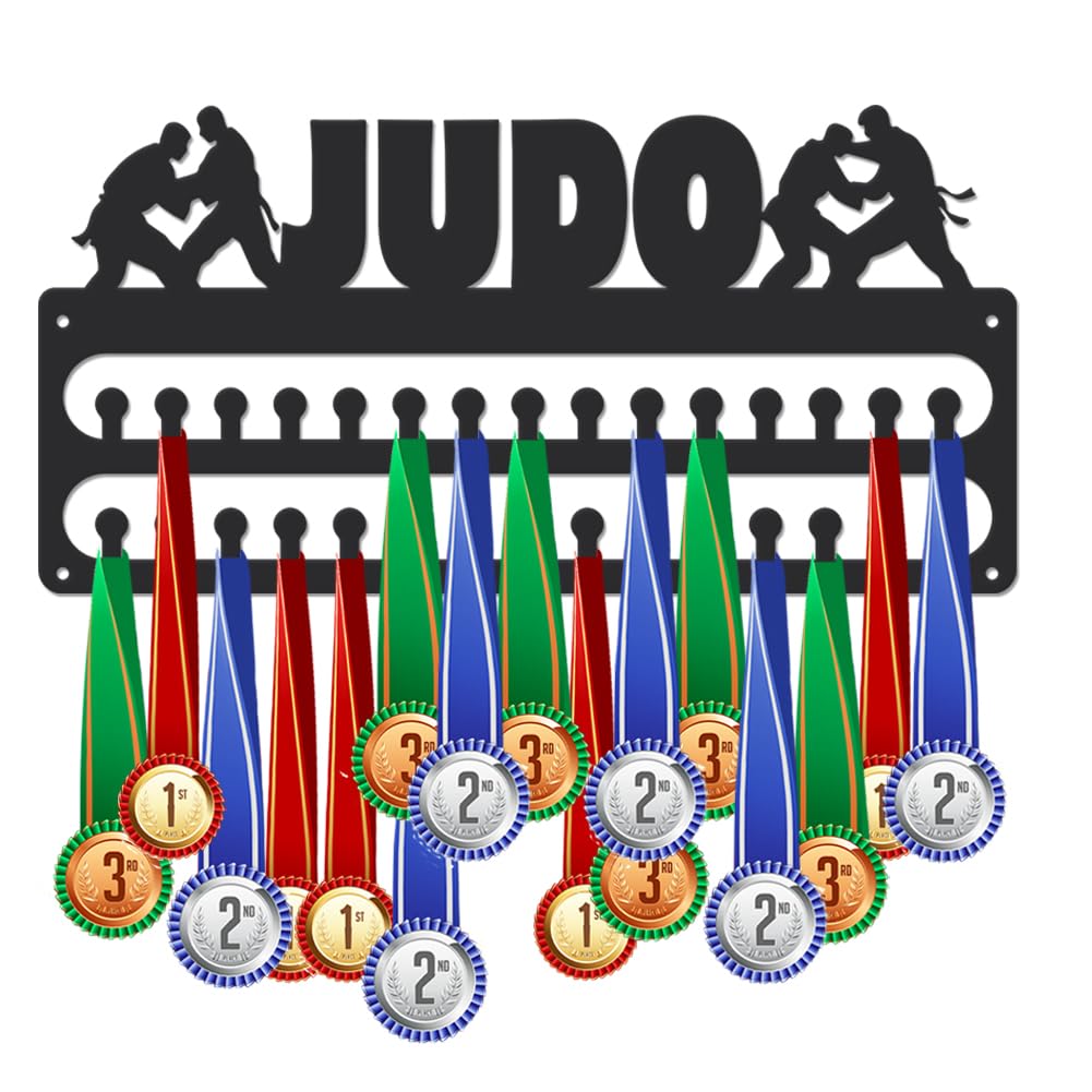 SUPERDANT Porta Medaglie da Judo Supporto per Portamedaglie da Muro Montaggio A Parete 30 Gancio Espositore da Parete per Medaglie Nero Organizzatore di Premi Regali per Atleti