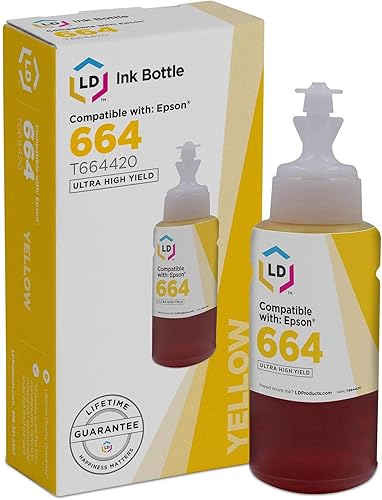 LD Reemplazo de botella de tinta compatible para Epson 664 T664420 de alto rendimiento (amarillo)