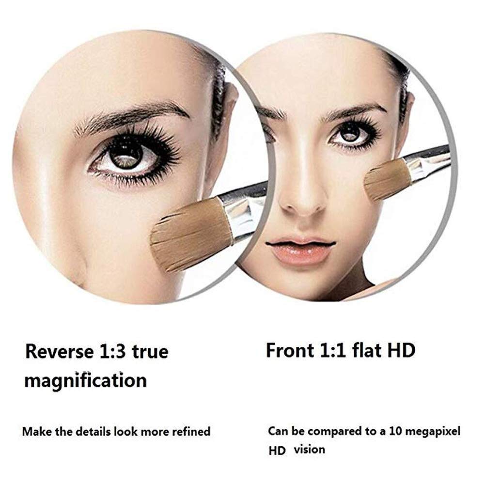Specchio Trucco Specchio per Il Trucco Montaggio a Parete, Illuminato a LED Estensibile Ingrandimento 3X Specchio da Bagno su Un Lato Specchio cosmetico Quadrato Pieghevole,Gold_8.5inch