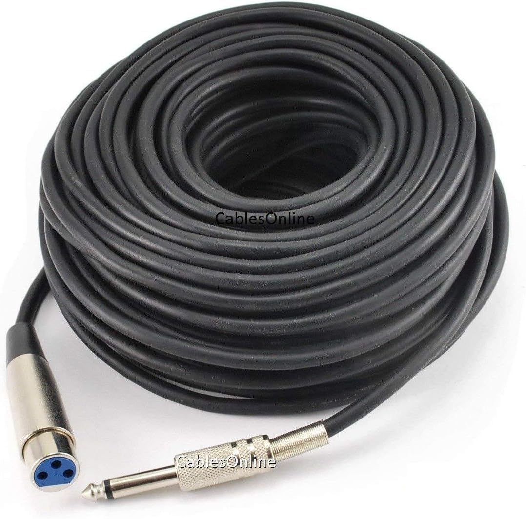 CablesOnline 100ft XLR Female to 6.35MM(1/4in) Mono TS Male Audio Microphone Cable (XR-7100B)