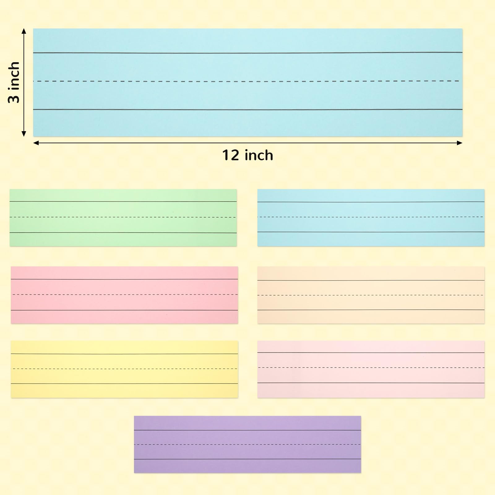 112 Sheets Pastel Sentence Strips, 92LB/250gsm Cardstock Ruled