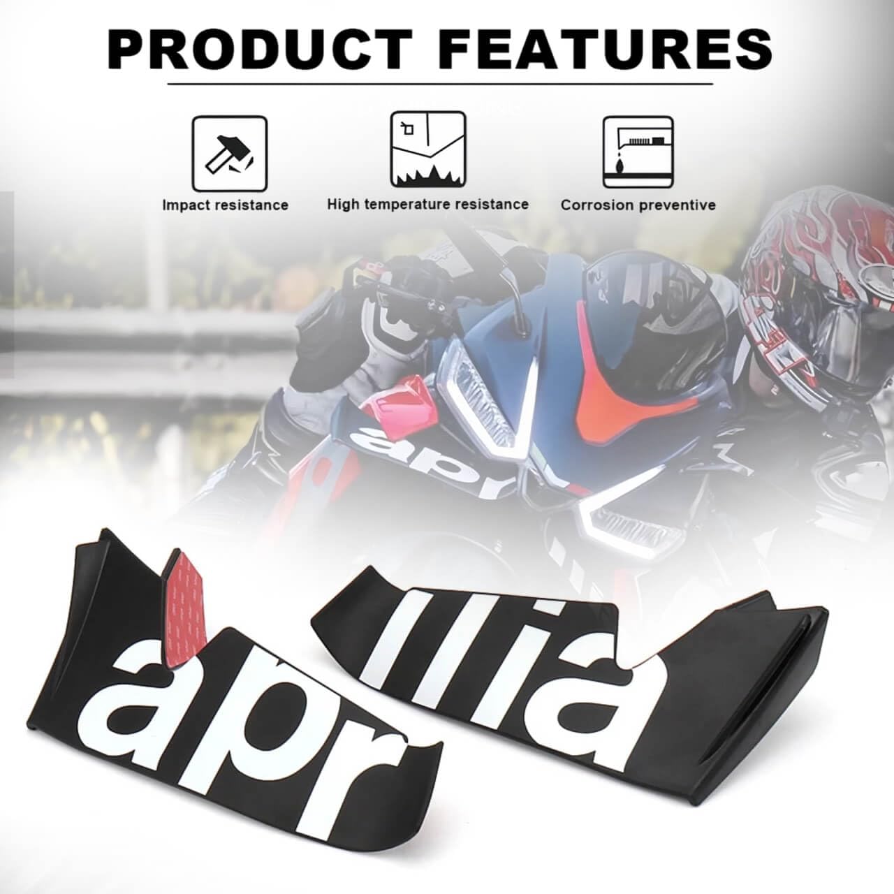 Für Aprilia RS660 Motorrad Winglet Aerodynamischer Spoiler 8 Farben, einstellbares und leichtes ABS-Material verbessert Stabilität und Leistung (Weiß)