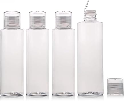 5 oz Clear Plastic Empty Bottles Travel Bottle Container with Flip Cap Sample Tube Jars for Cosmetic Bath Shower Gel Lotion Liquid Shampoo - Set of 4