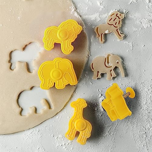 4-Piece Set Animal Cookie Cutters | Zoo Animals Cookie Cutters | Fondant Cutters Shapes | Perfect For Baking | Elephant, Giraffe, Lion, Zebra Shapes Cookie Cutter | Diy Baking Mold For Kids #TOP1