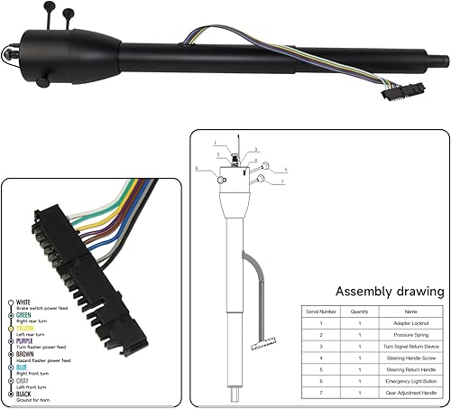 Miniatura 5 de GM - Columna de dirección de acero inoxidable con revestimiento electroforético de 32, 30, 28 pulgadas, inclinación MT, estilo manual, 5 posiciones,