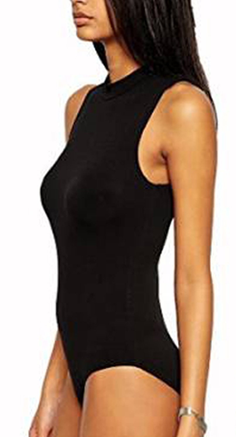 Futura London Womens Black Sleeveless* Turtleneck* Turtle Neck Bodysuit Leotard Top (14)