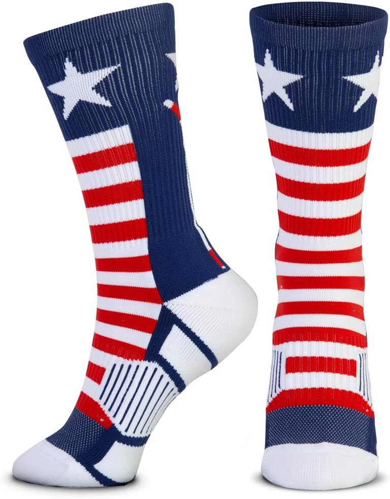 ChalkTalkSPORTS Hockey Performance Crew Socks - USA Patriotic - Youth & Adult - Red White & Blue - Hockey Mid-Calf Socks - Image 2