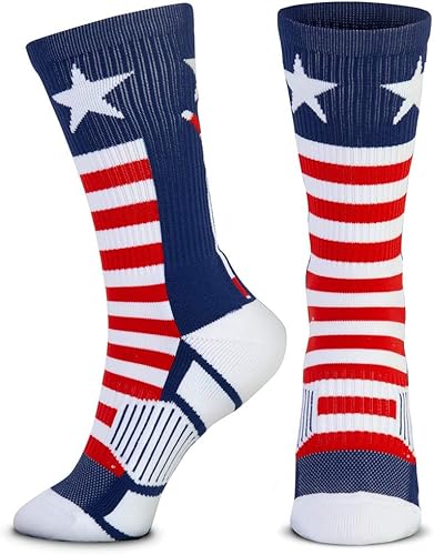 Miniatura 2 de ChalkTalkSPORTS Calcetines de hockey Performance Crew - USA Patriotic - Jóvenes y adultos - Rojo, blanco y azul - Calcetines de hockey a media