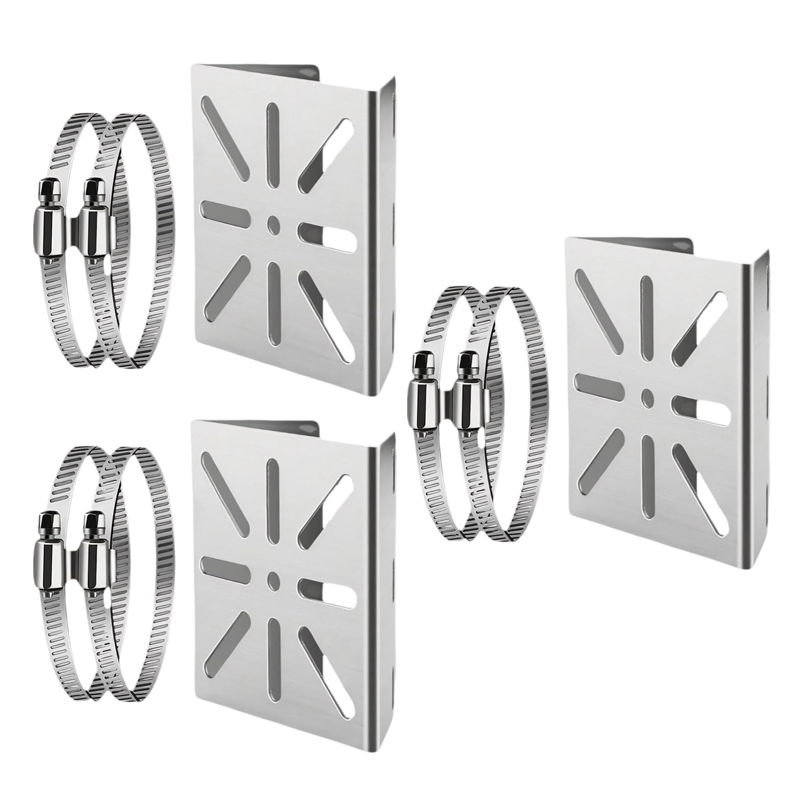 3 STK. Kamera-Halterung aus Edelstahl, kleine Mast-Befestigungsschelle 10,8 x 10,5 x 4 cm, Überwachungskamera-Halterung mit Stahlbändern, universeller Kamerahalter