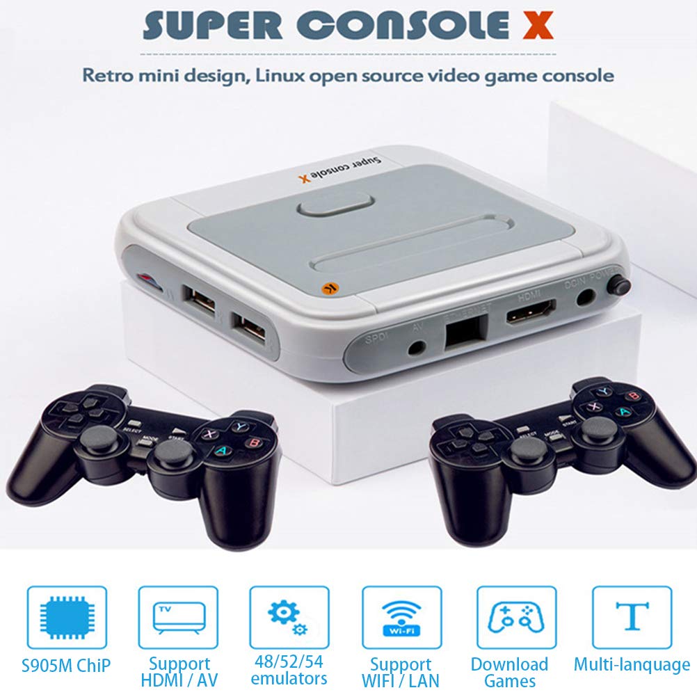 Console di gioco portatile, 30000+ giochi integrati, R8 Console di Gioco Retrò Wireless, Console Wireless Portatile, Lettore di Giochi con Uscita HDMI, Mini Lettore Video TV per PS1 / N64 / DC ecc