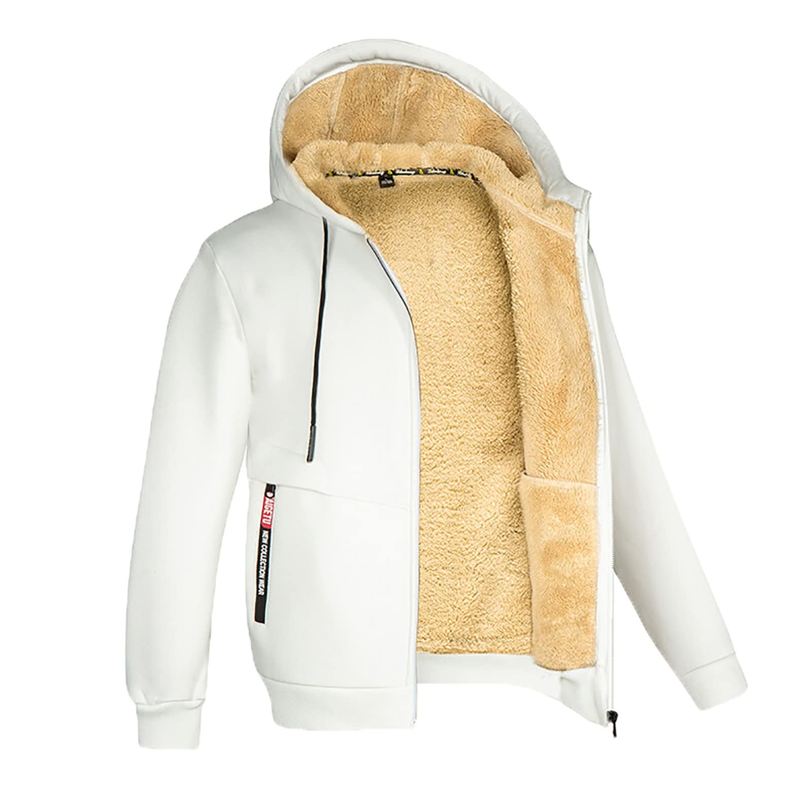 Generico Abbigliamento Uomo, Felpa Rossa Uomo, Giacca Calda in Autunno Inverno, Casual, Tinta Unita, Manica Lunga, Tasca Cotone Cappuccio Cardigan Bottoni